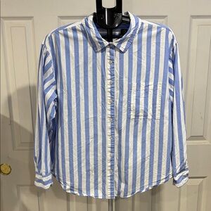 Maurices Blue and White Striped Button Down Shirt